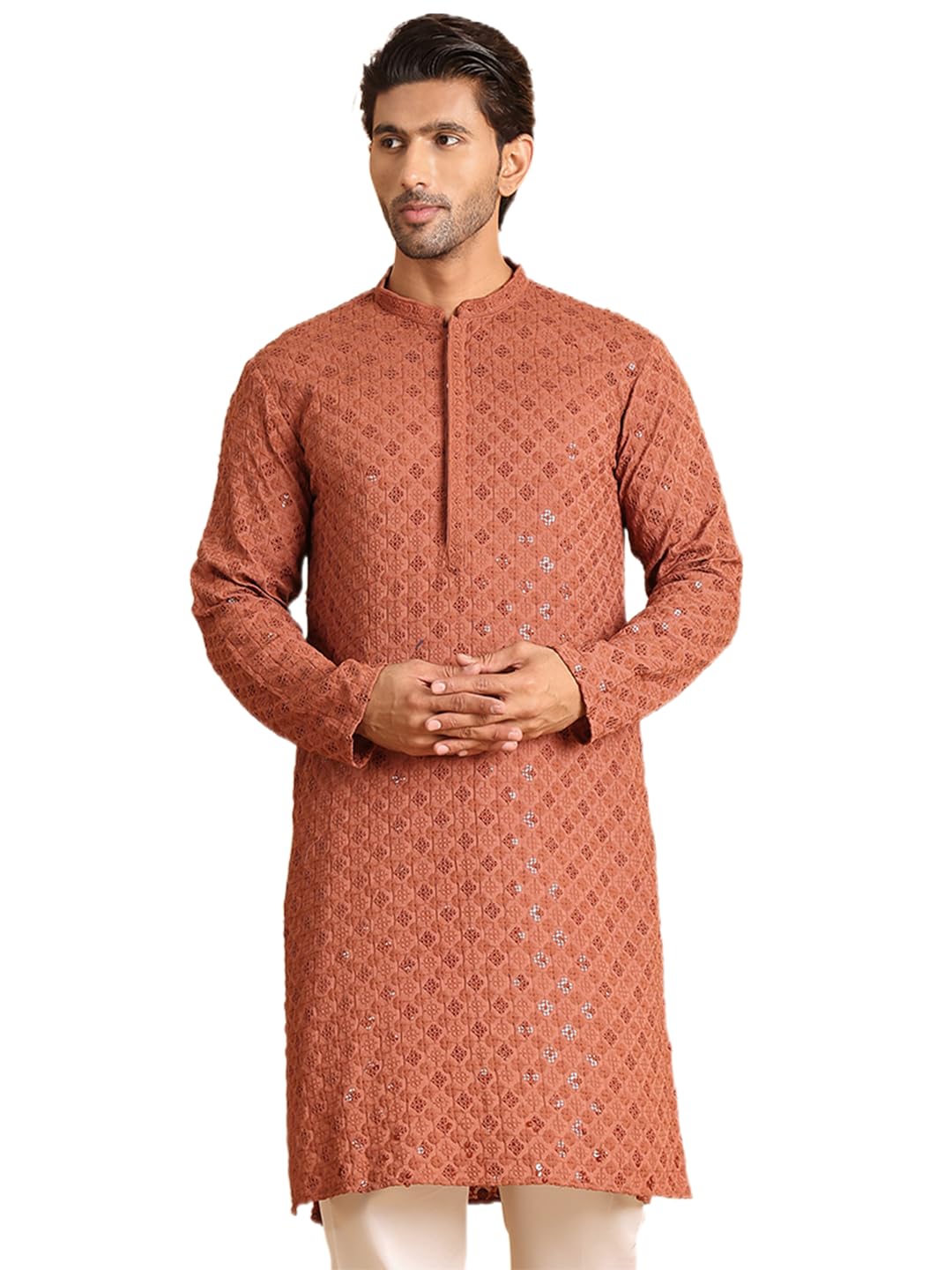 Jompers Mens Embroidered & Sequins Straight Kurta