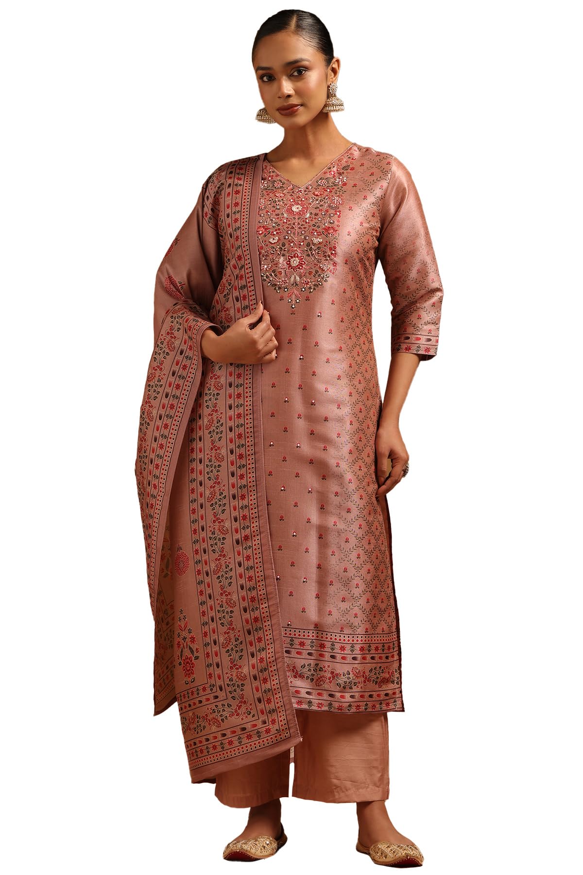 Soch Women Art Silk Embroidered Salwar Suit Set