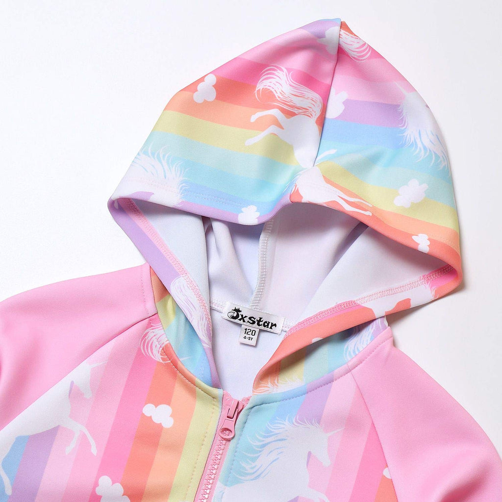 Unicorn Jacket Girls Zip Up Hoodie Sweatshirt Halloween Costume Pink Size 8 9