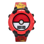 Accutime Kids Pokemon Pokeball Digital LCD Quartz Red Wrist Watch with Red Strap, Cool Inexpensive Gift & Party Favor for Boys,