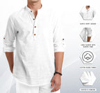 ROYALSCOUT Men Cotton Blend Full Sleeve Short Kurta White