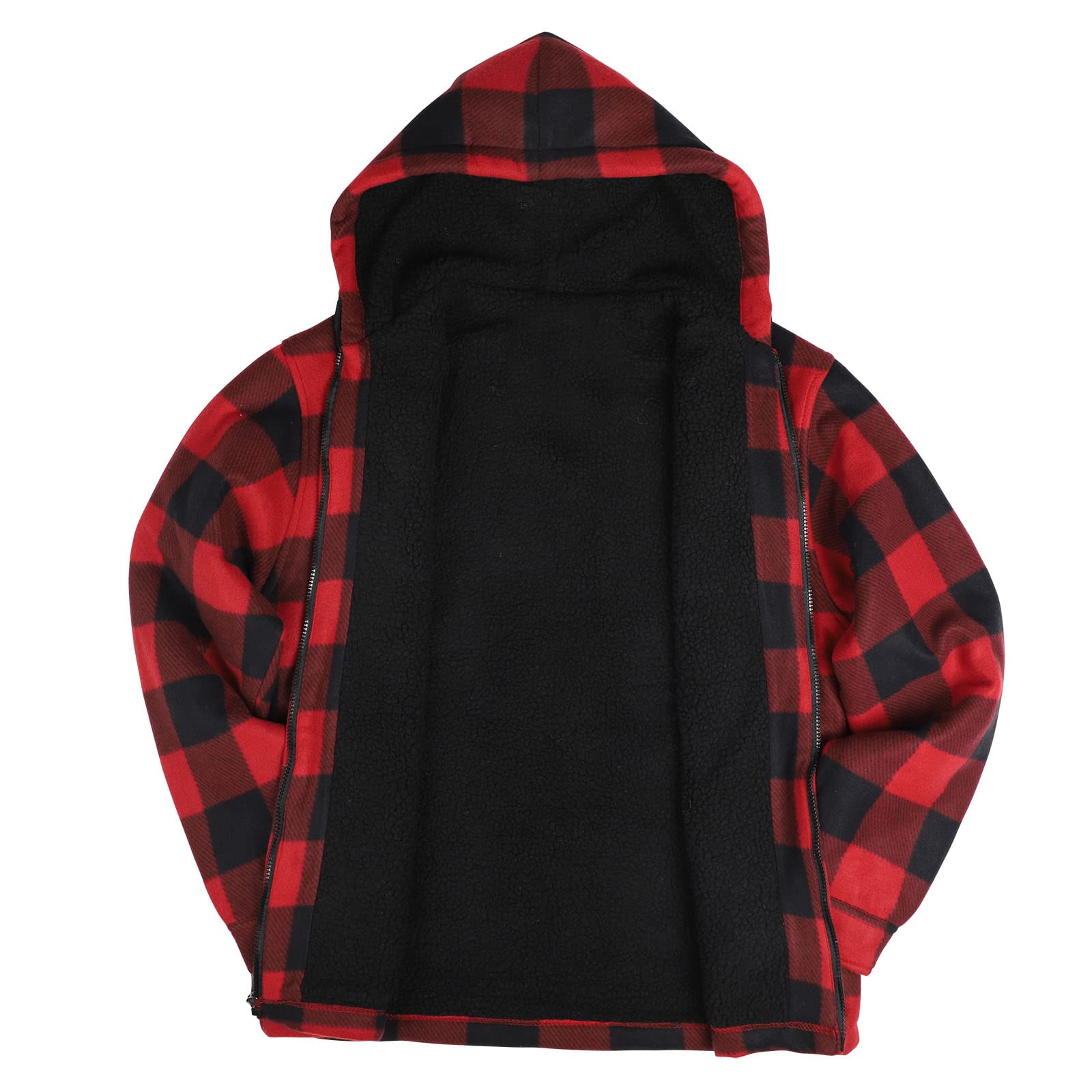 Heavy Thick Flannel Plaid Jacket Sherpa Fleece Lined Hoodies for Men Zip Up Winter Warm Coat Buffalo Zipper Sweatshirt