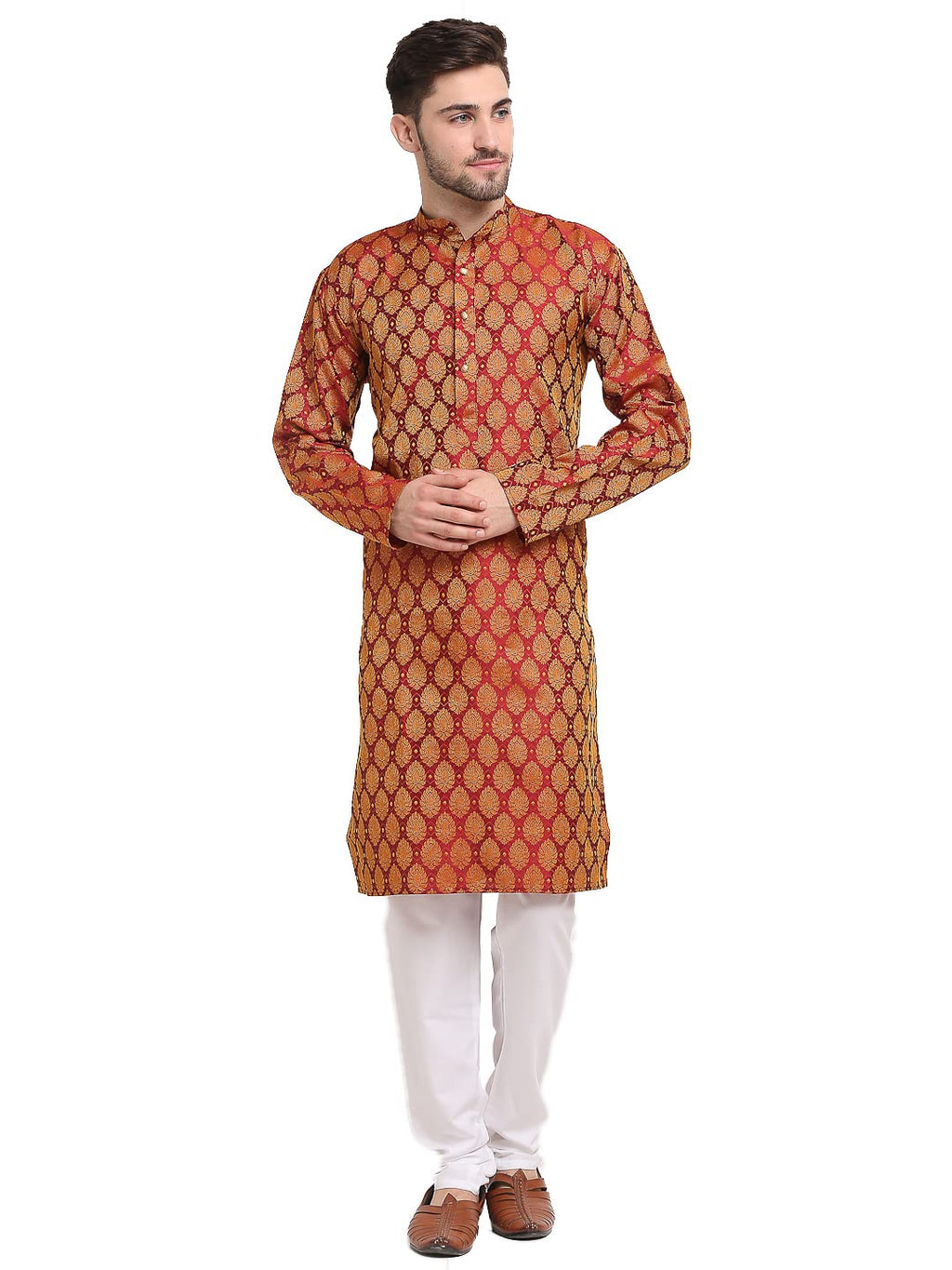 Jompers Mens Jacquard Woven Design Kurta Pyjama Set