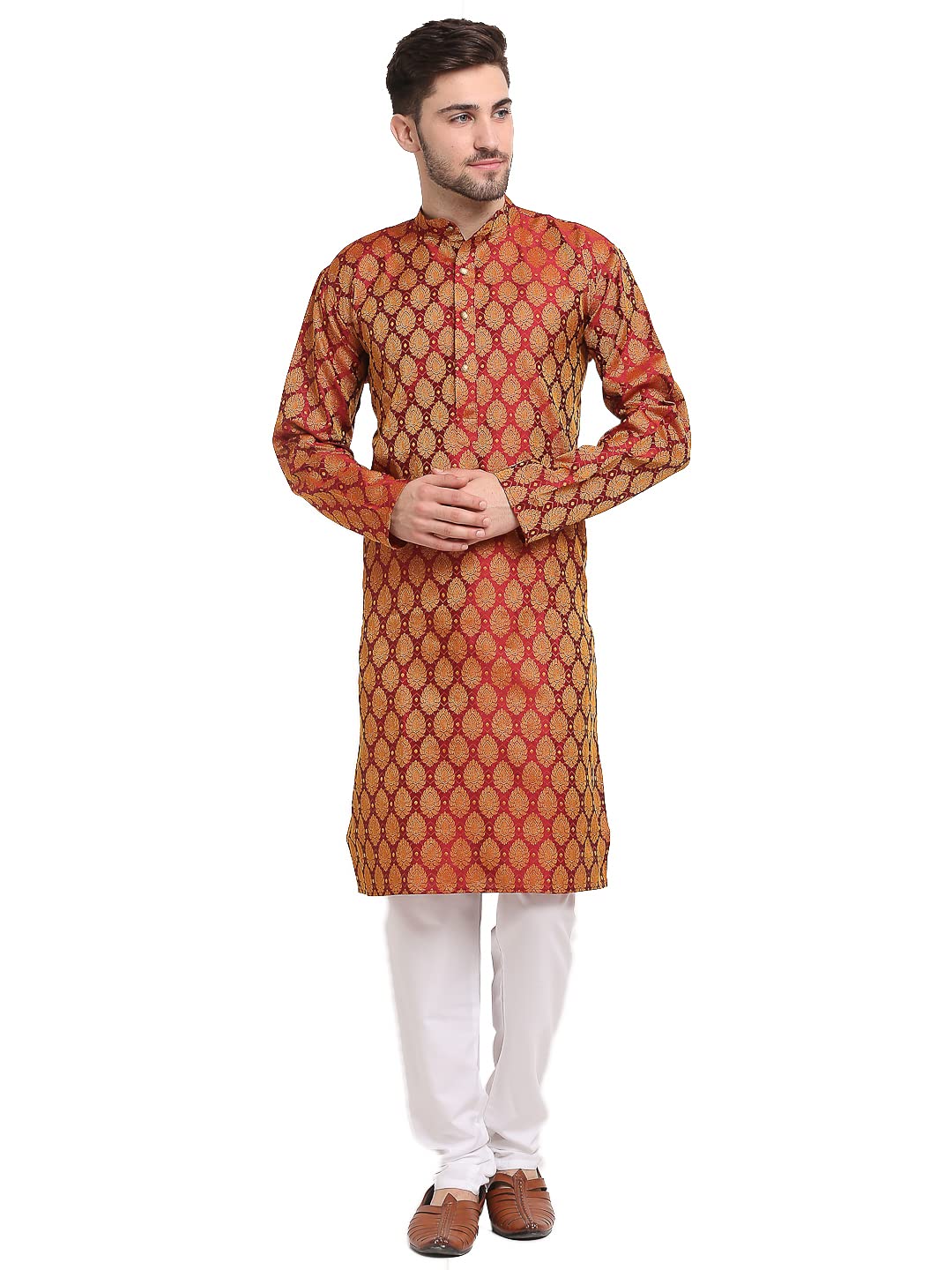 Jompers Mens Jacquard Woven Design Kurta Pyjama Set