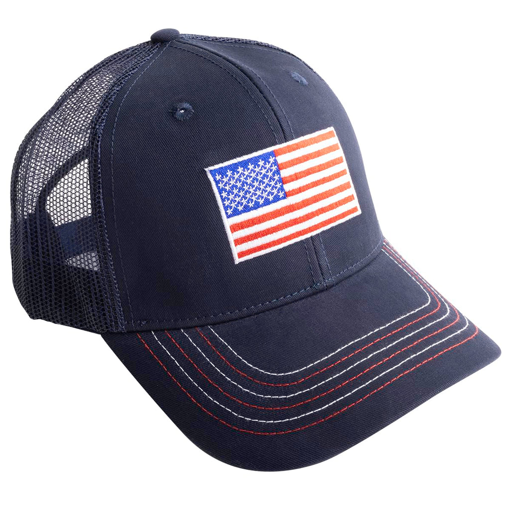 BlackCanyon Outfitters BCOCAPAMFLG American Flag Patch Cap Patriotic Trucker Hat-Blue