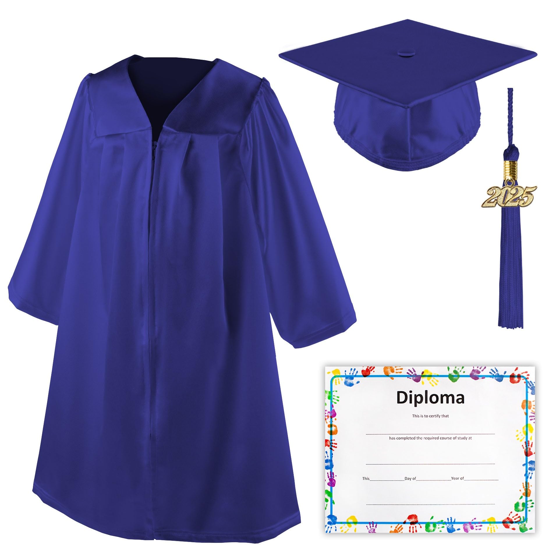Class Act Graduation Shiny Kindergarten Preschool Graduation Cap and Gown with Matching Tassel and Diploma Certificate, Kelly Gr