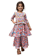 A.T.U.N. (ALL THINGS UBER NICE) A.T.U.N. Girls Ethnic Wear Sharara | Floral Printed Kurta with Sharara Set for Girls