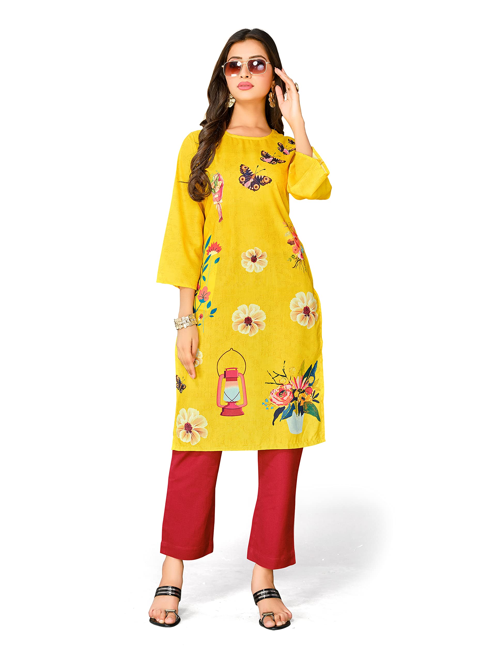 Womanista Women'S Polyester Abstract Regular Kurta