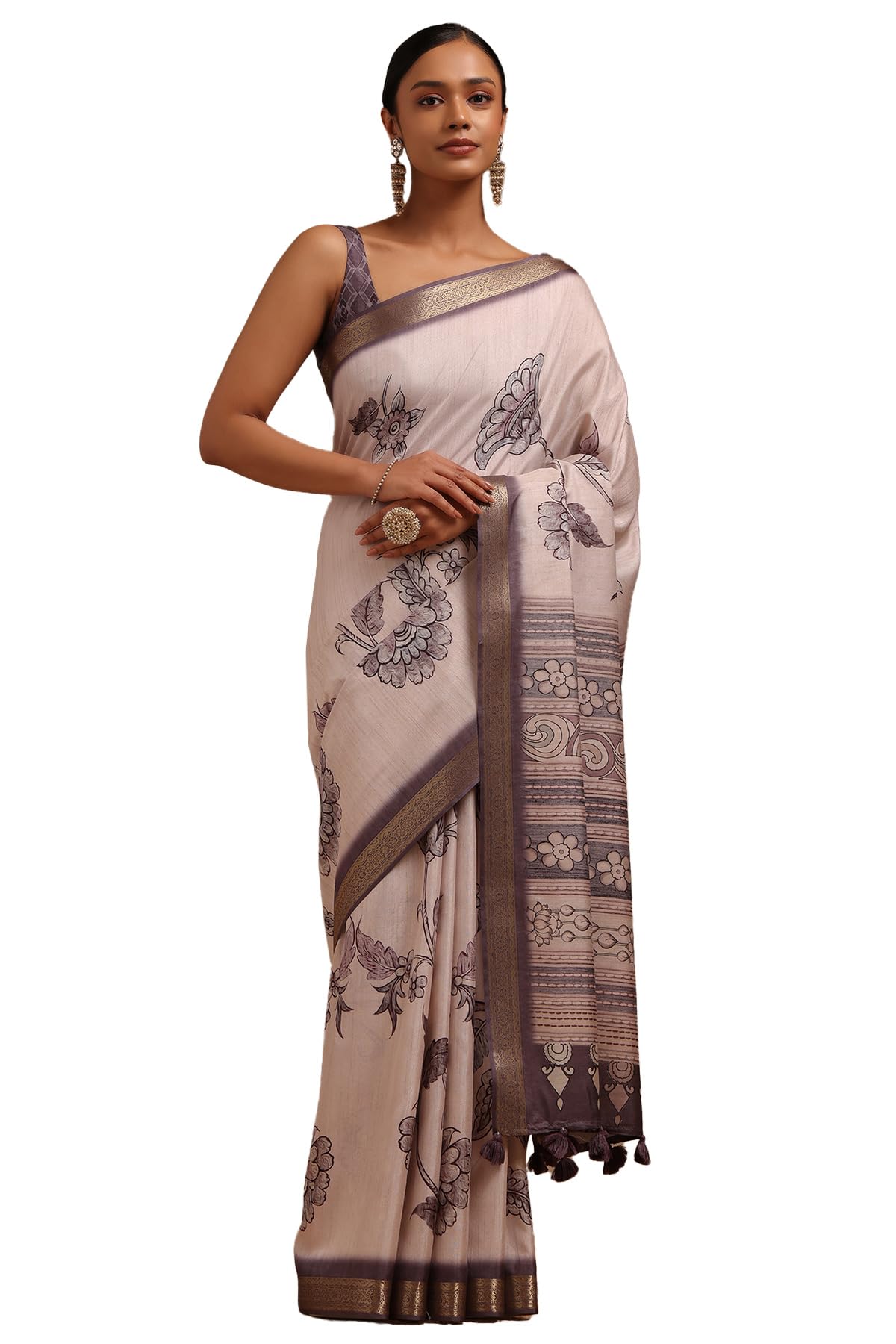 Soch Women Tussar Botanical Print Saree