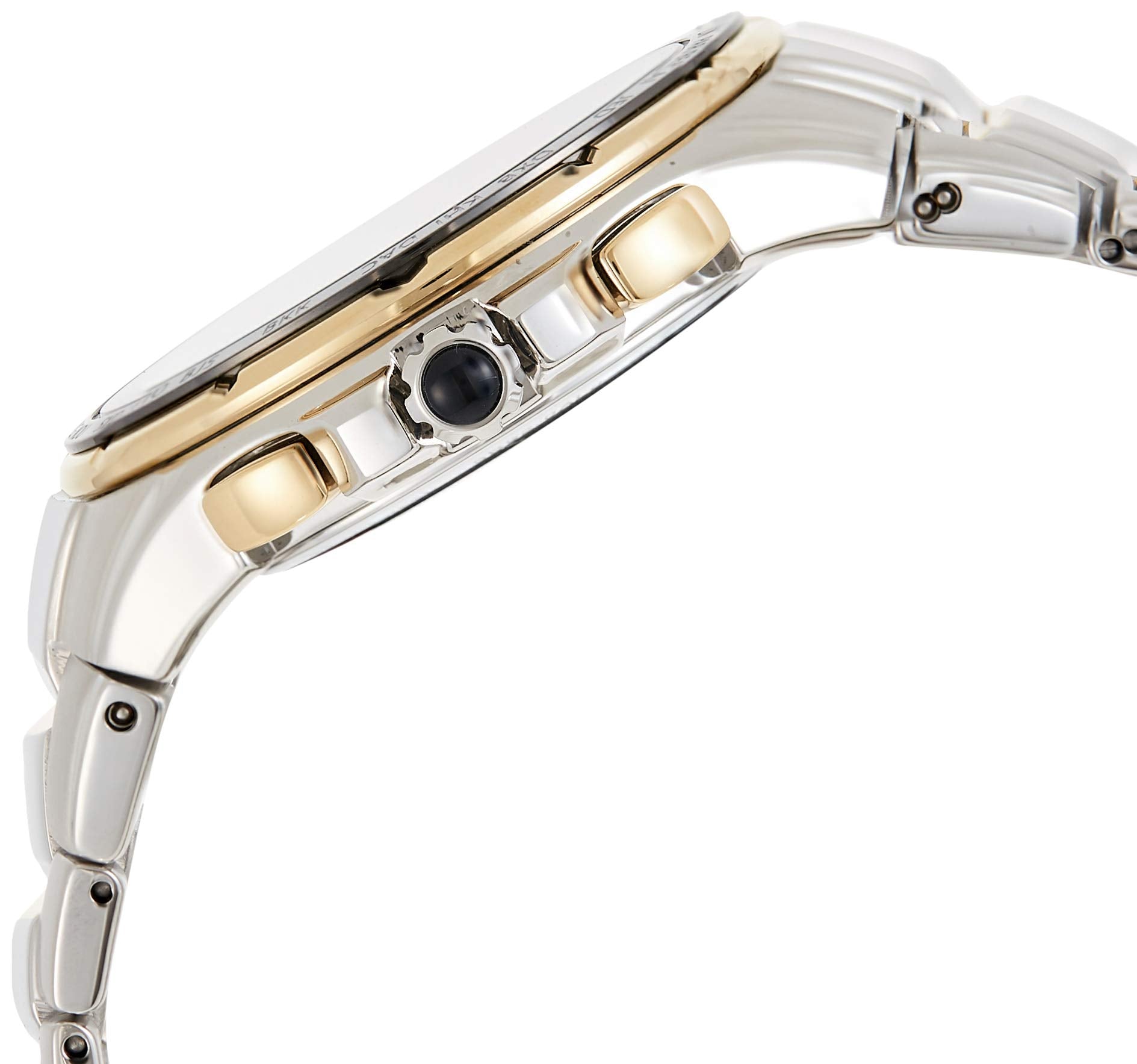 SEIKO Solar Chronograph Watch - Coutura Collection, Two-Tone Steel, Black Dial, Lumibrite Hands & Markers, Date Calendar