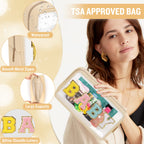 Chenille Letter Clear Makeup Bag with Zipper and Waterproof Nylon