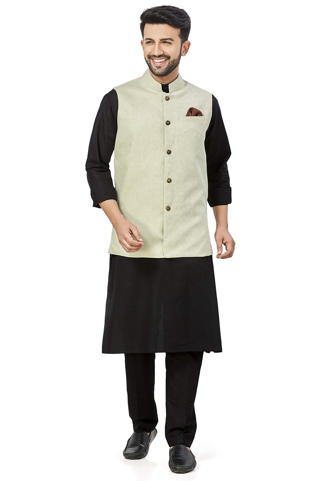 BE ACTIVE Mens Linen Blend Nehru Jacket With Mandarin Collar || Ethnic Koti For Men || Men Koti Formal|| Men Koti Wedding (RFKT