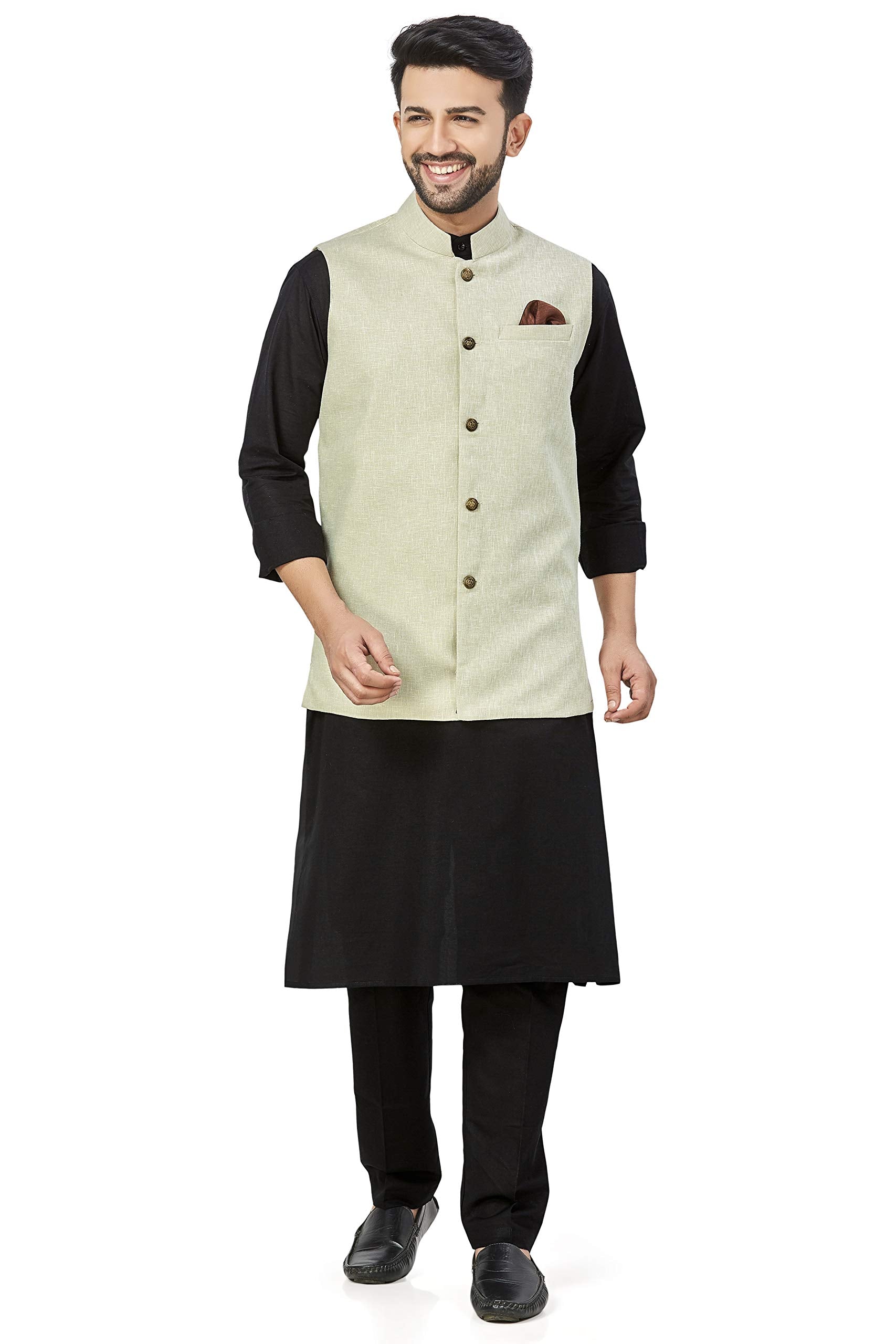 BE ACTIVE Mens Linen Blend Nehru Jacket With Mandarin Collar || Ethnic Koti For Men || Men Koti Formal|| Men Koti Wedding (RFKT