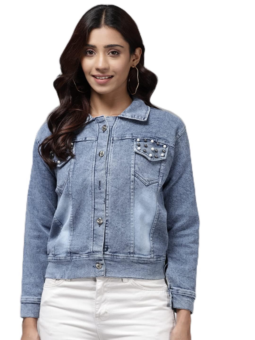 Aarika Womens A-Line Coat (DN-W-109_Denim Blue_S)
