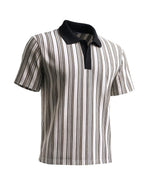 The Indian Garage Co Mens Boxy Fit Half Sleeves Vertical Striped Polo T-Shirt