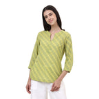 Fabindia WomenS Cotton Printed Slim Kurta Short (1029208Green_Green