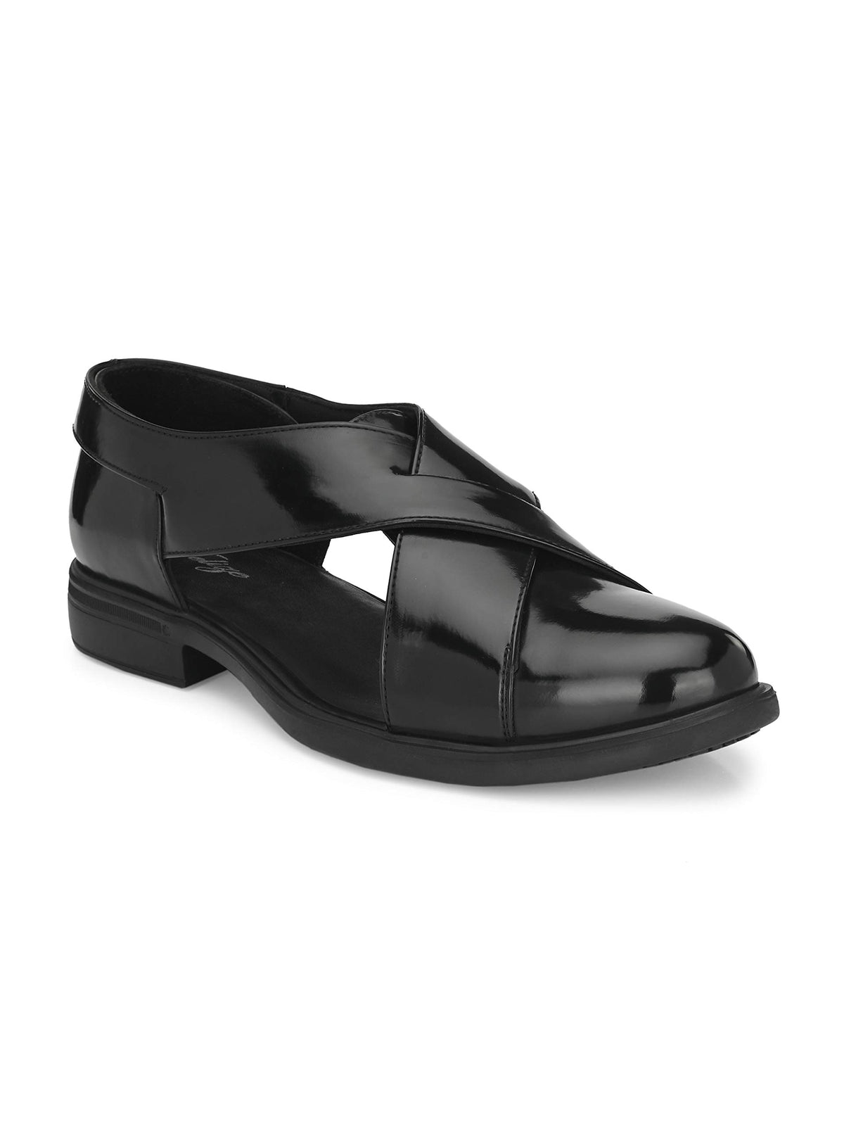 Delize Mens Black Formal Sandals (Black, numeric_11) 11