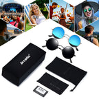 Joopin Round Sunglasses Steampunk Teashade Circle Sun Glasses Polarized UV400 Halloween Costume Shades for Men Women (Black + Mi