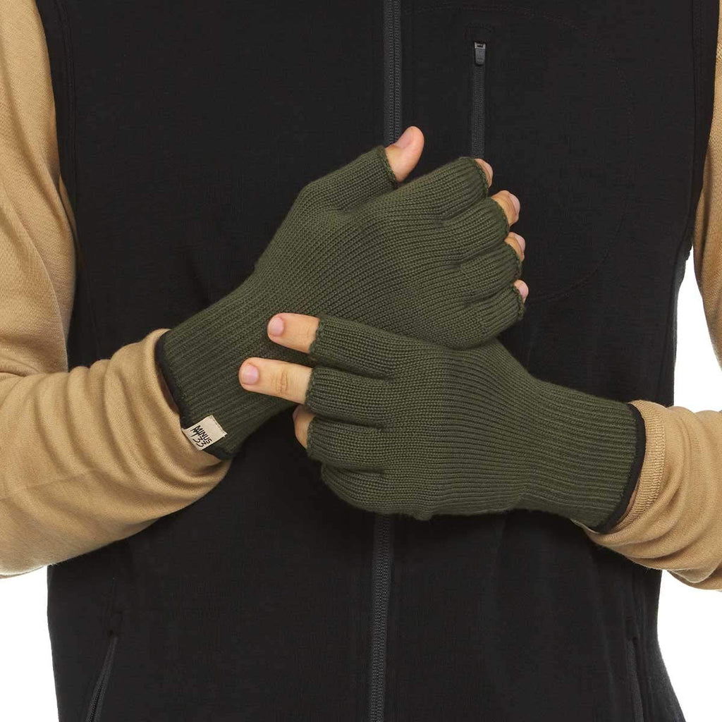 Minus33 Merino Wool Fingerless Glove Liner Olive Drab Small