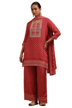Soch Women Muslin Floral Print Suit Set with Faux Mirror