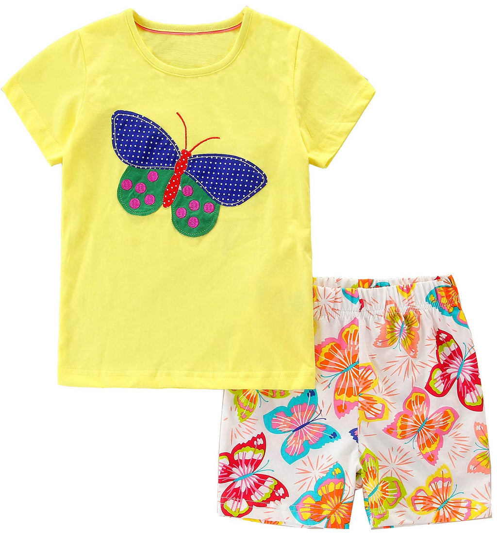 Toddler Girls Summer Clothes Outfit,Cotton Top and Shorts Clothing Set Yellow 3t
