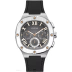 GUESS Men's 42mm Watch - Black Strap Gunmetal Dial Silver Tone Case
