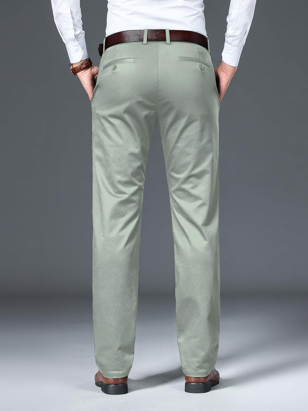 AVANOVA Mens Solid Light Pista Trousers Light Business Style Slightly Stretch Straight Leg Pants for Outdoor Casual Daily Trouse