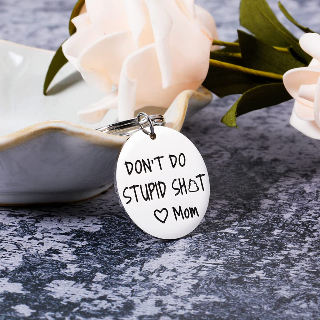 Dont Do Stupi St Keychain Poop Emoji Funny Birthday Gifts for Son Daughter Teenagers from Mom Sarcasm Gift for Teens Boy Girl Gr
