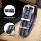 watchdives Nylon Watch Band 20mm 22mm Multicolor Replacement Watch Straps for Men Women (A12 Gray Blue, 20mm)