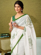 Satrani WomenS Chanderi Cotton Printed Ready To Wear One Minute Pre Pleated Readymade Saree With Unstitched Blouse Piece (32Rs3