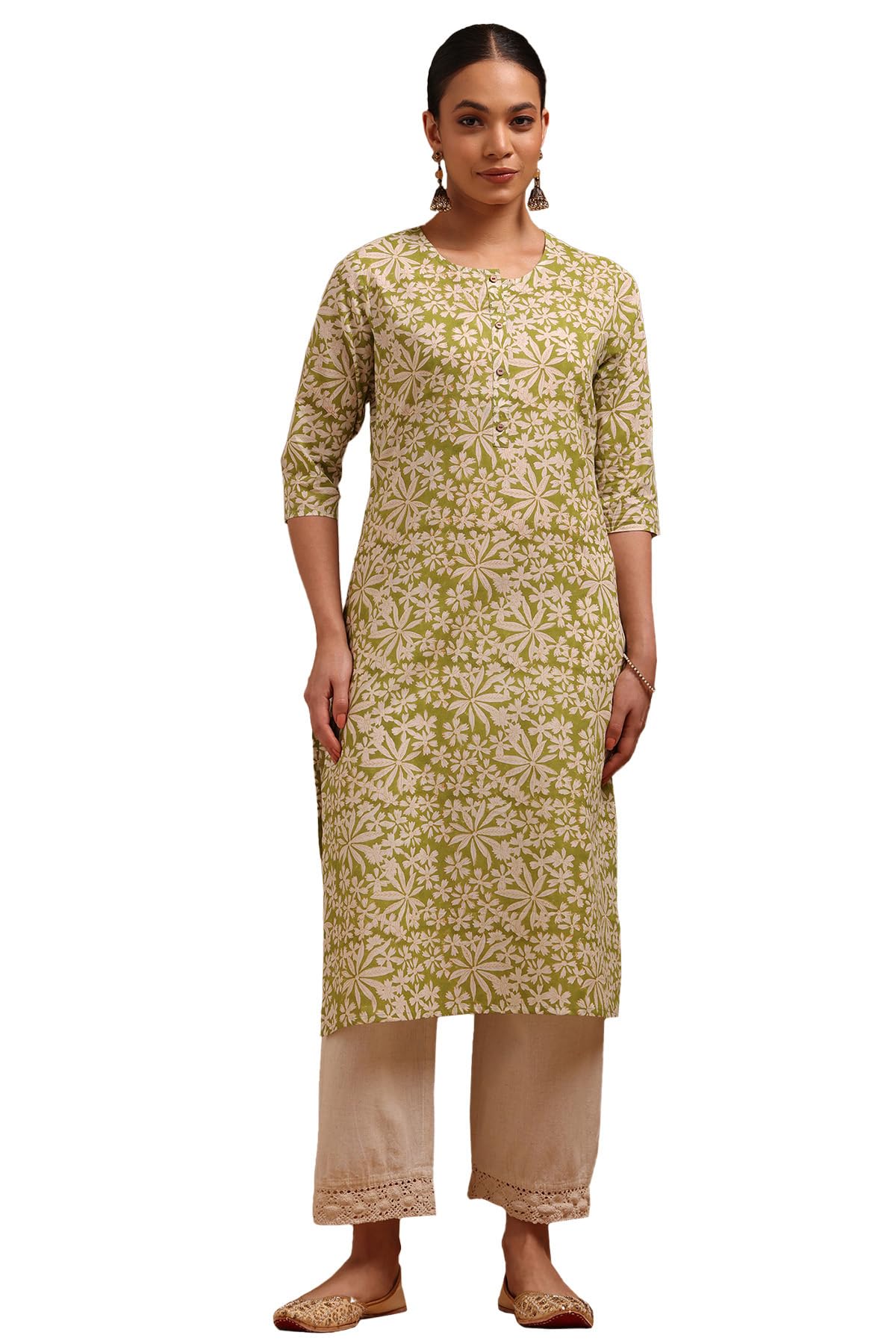Soch Women Cotton Floral Print Kurta with Thread Work