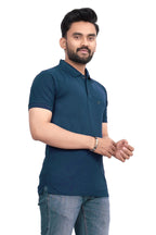 More & More MenS Solid Regular Fit Polo Airforce