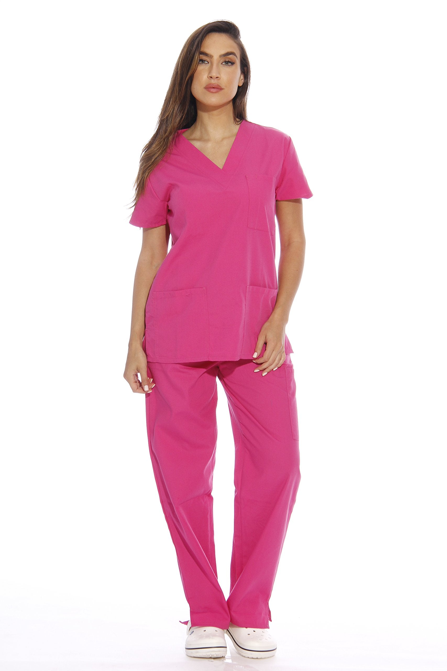 Just Love 22252V-XS Hot Pink Womens Scrub SetsMedical ScrubsNursing Scrubs