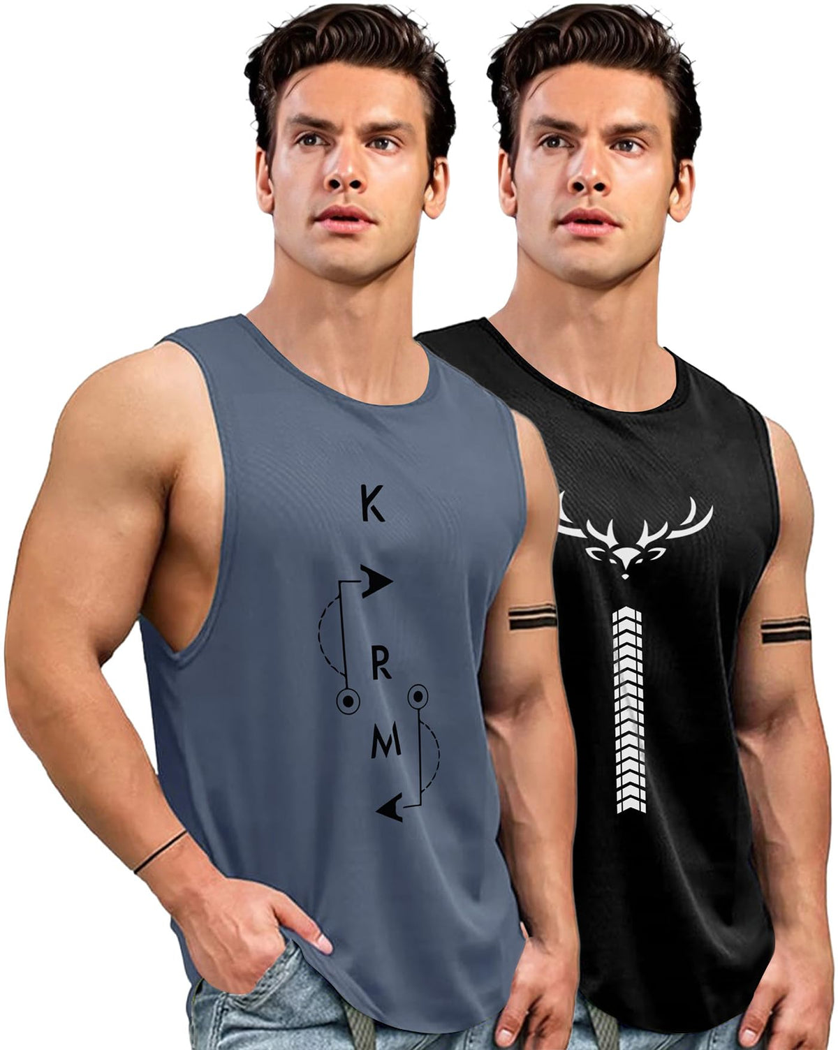 Ausk Men Sports Vest || Gym Vests For Mens || Sport TShirts (Pack Of 2) Multicolour