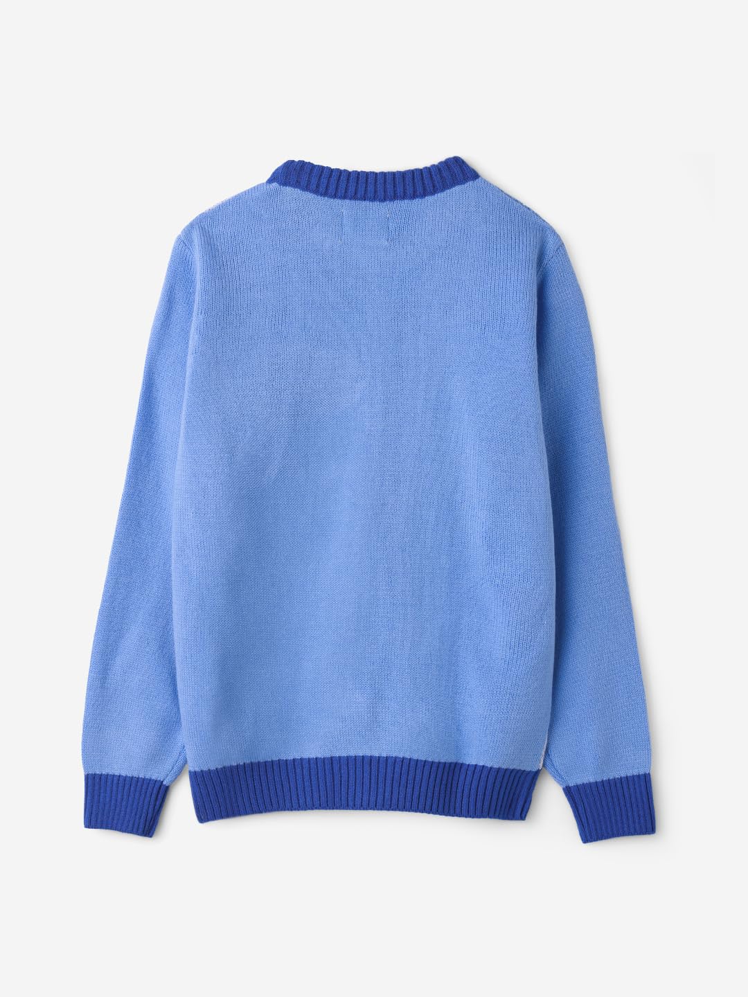 The Souled Store Official Lilo & Stitch : Winter Fun Boys Knitted Round Neck Sweater Blue