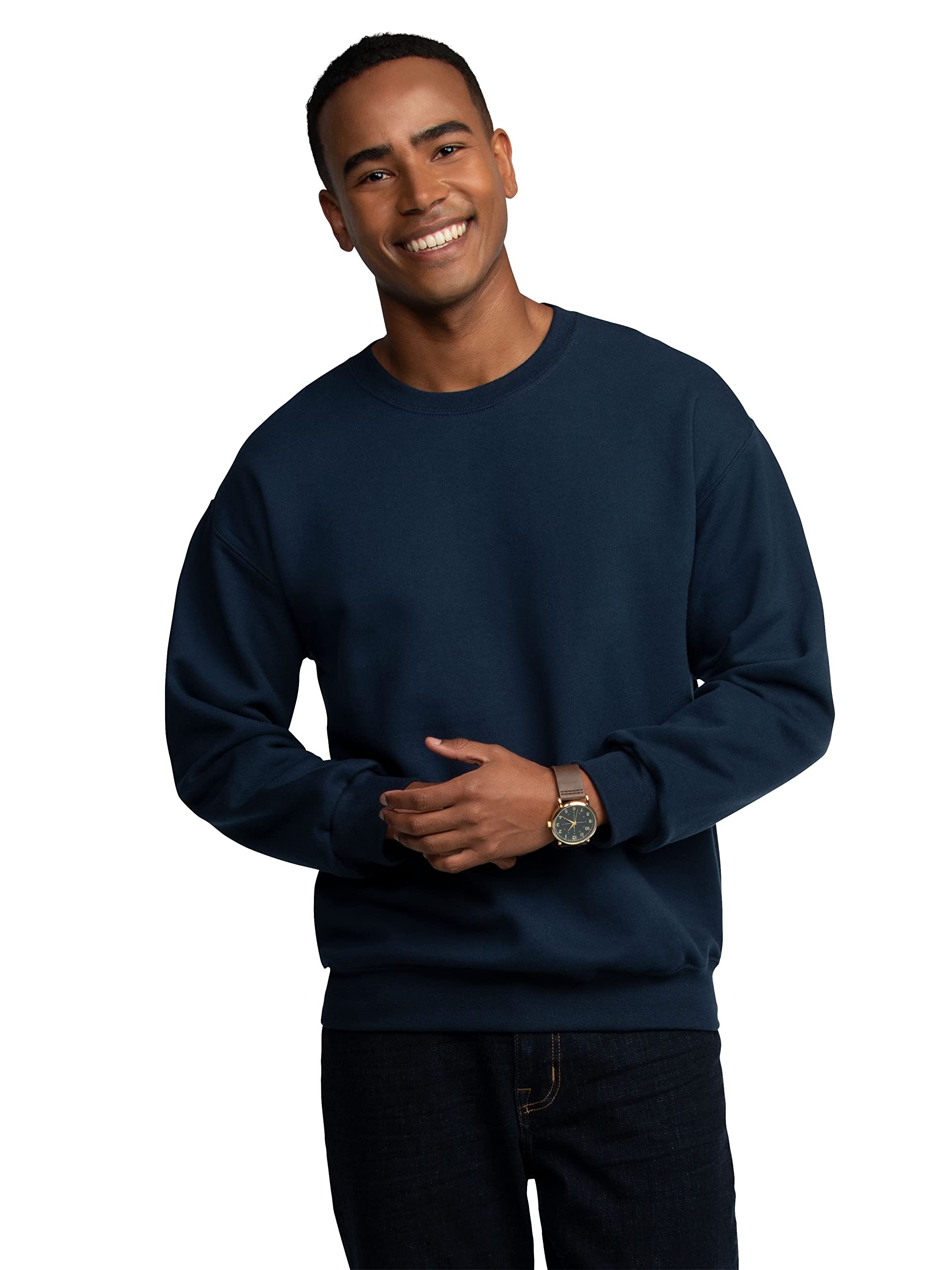 Fruit of the Loom Men's Moisture Wicking Eversoft Fleece Sweatshirt, Navy, Small
