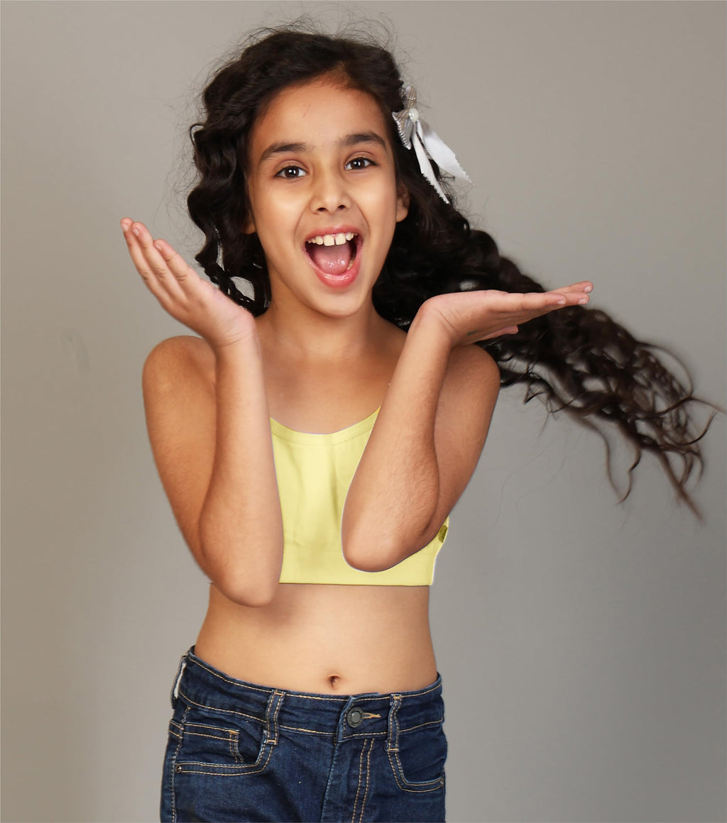 Kyda Kids Girls Antibacterial Cotton Solid Non Padded, Beginners Bra For Girls