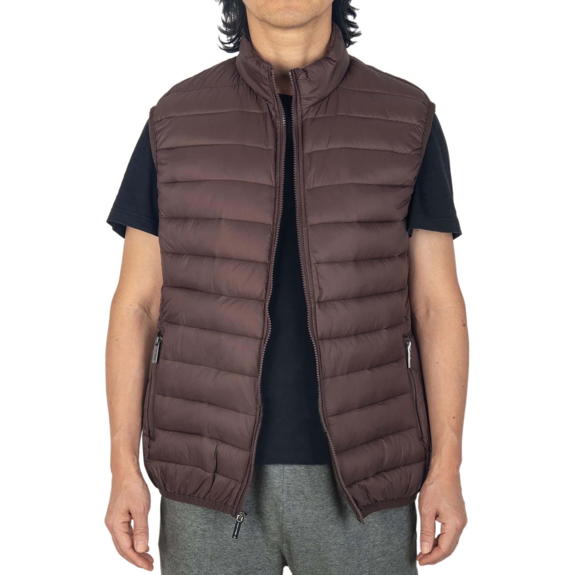 Alpine Swiss Clark Mens Lightweight Down Alternative Vest Jacket Brown Small