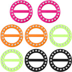 Boao 8 Pieces 80s Party Plastic Fashion T Shirt Clips Silk Scarf Ring T-shirt Tie Clips for Halloween Women Fashion Round Circle