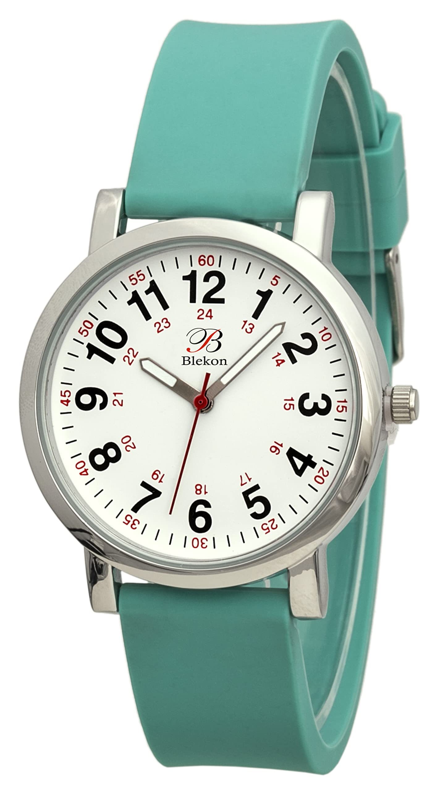 Blekon Original Nurse Watch - Medical Scrub Colors, Easy Read Dial, Second Hand, Water Resistant Watch (Aqua)