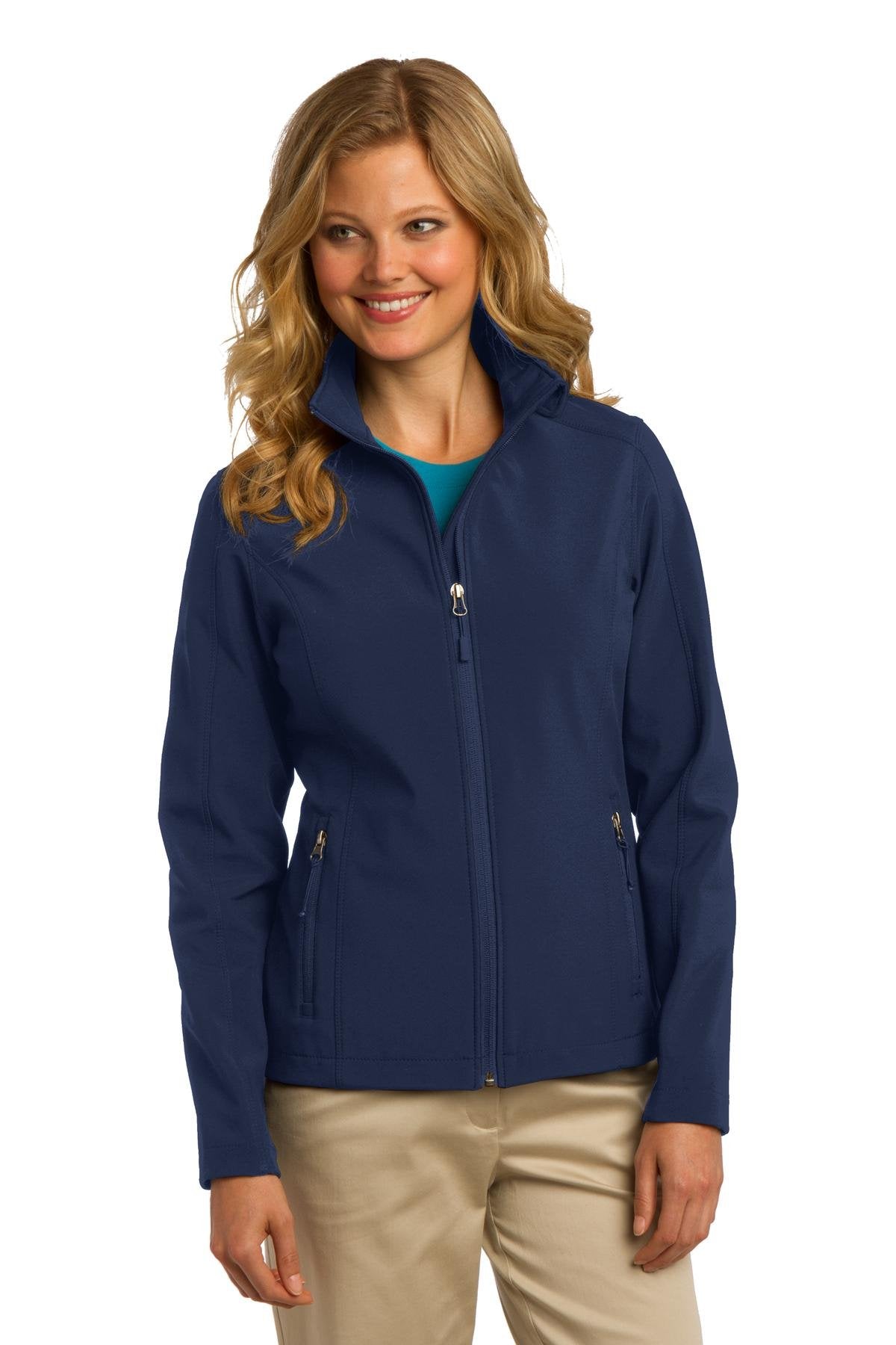 Port Authority Ladies Core Soft Shell Jacket L Dress Blue Navy