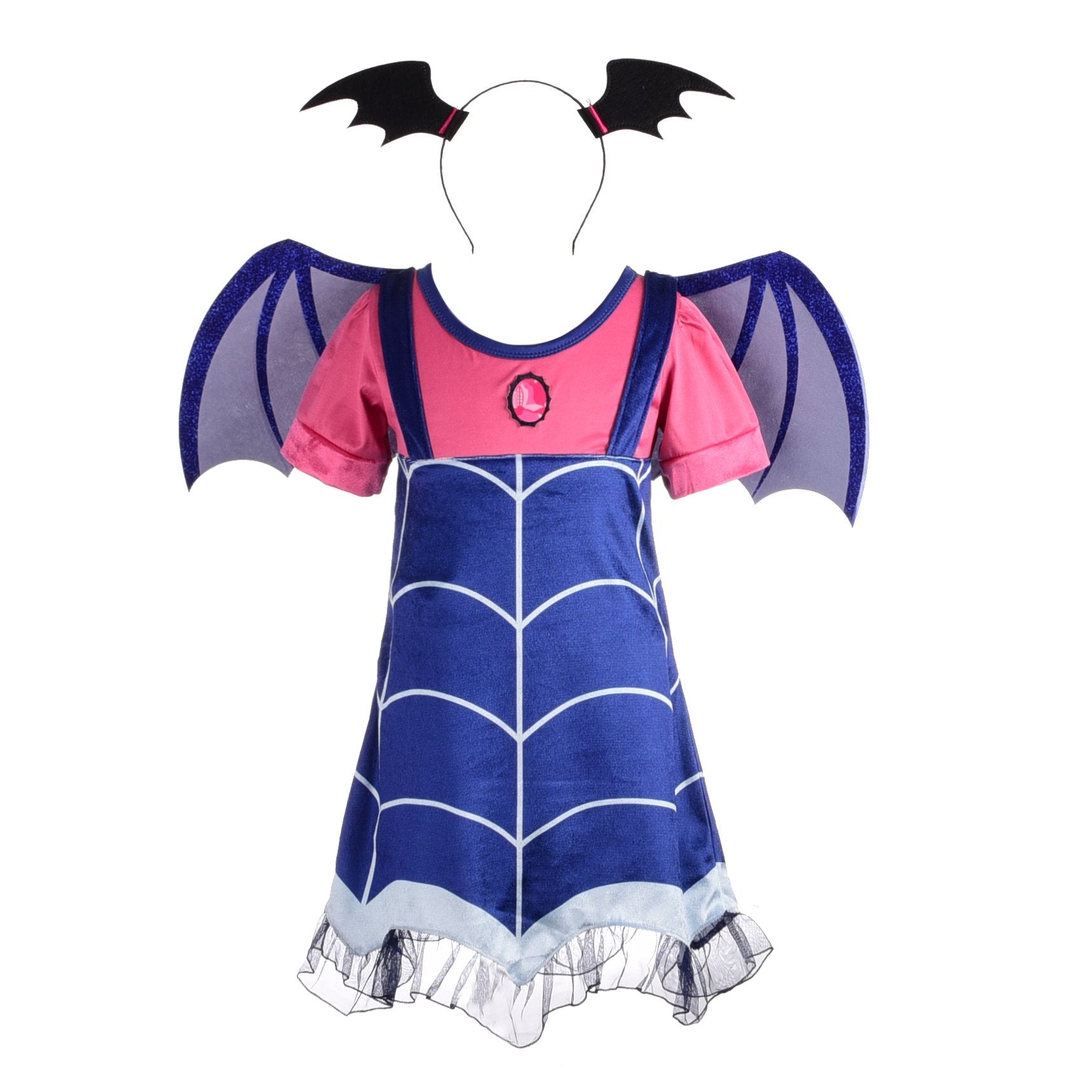 Dressy Daisy Toddler Girls Dress Up Boo-Tiful Halloween Costume Fancy Party Vampire Outfit Set with Headband Wings Size 3T to 4T