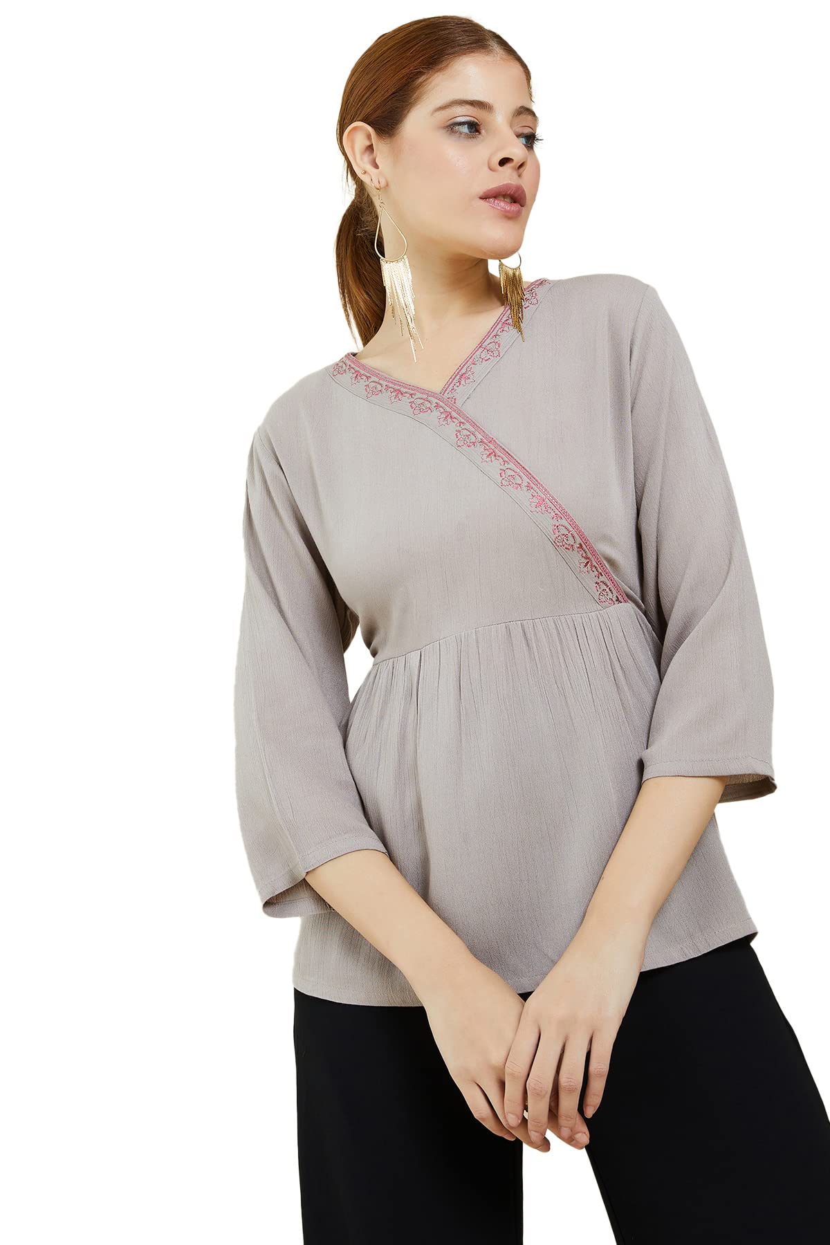 Soch Women Rayon Blend Solid T-Shirt
