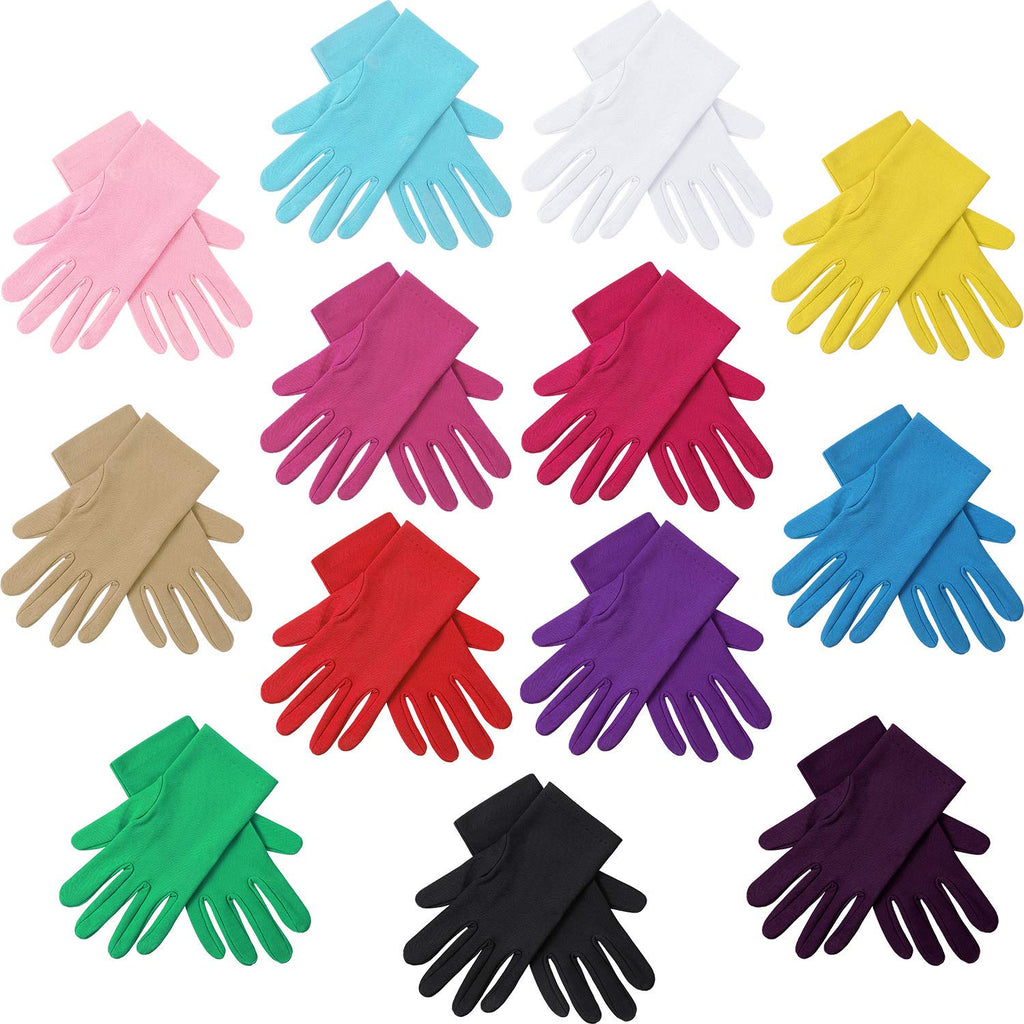 SATINIOR 13 Pairs White Spandex Gloves Women Short Stretchy Opera Gloves for Halloween Party Costume Tea Party 1920s Flapper Acc