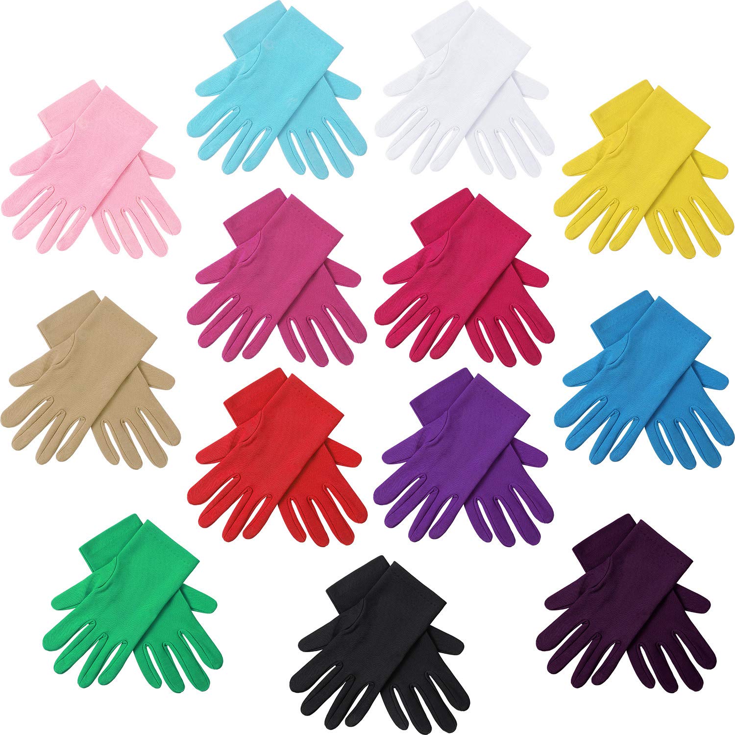 SATINIOR 13 Pairs White Spandex Gloves Women Short Stretchy Opera Gloves for Halloween Party Costume Tea Party 1920s Flapper Acc