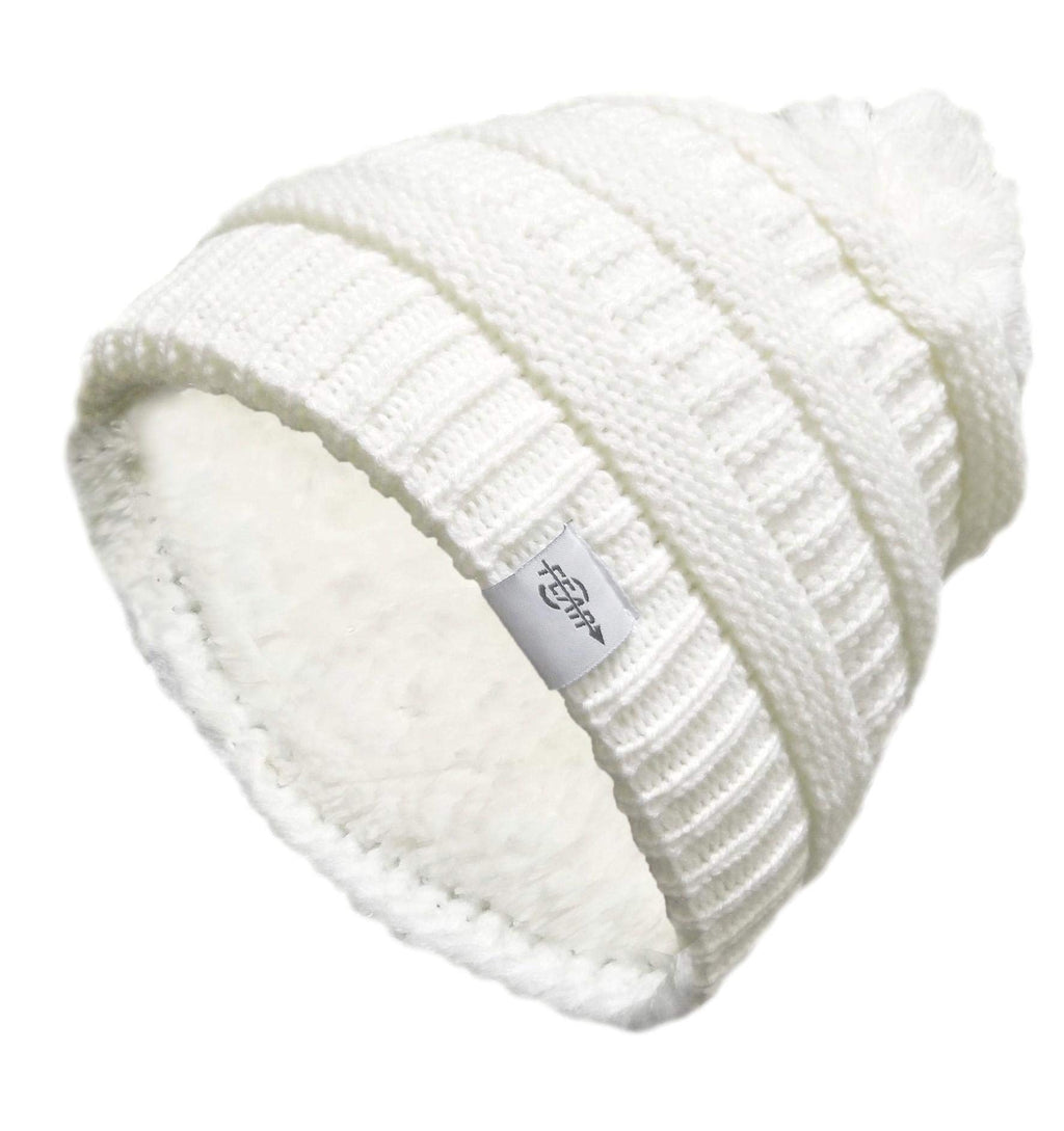 Fear0 NJ Warmest Plush Insulated Lining Knit cable Pom-Pom Beanie Hat Women(D0102H79VZP)
