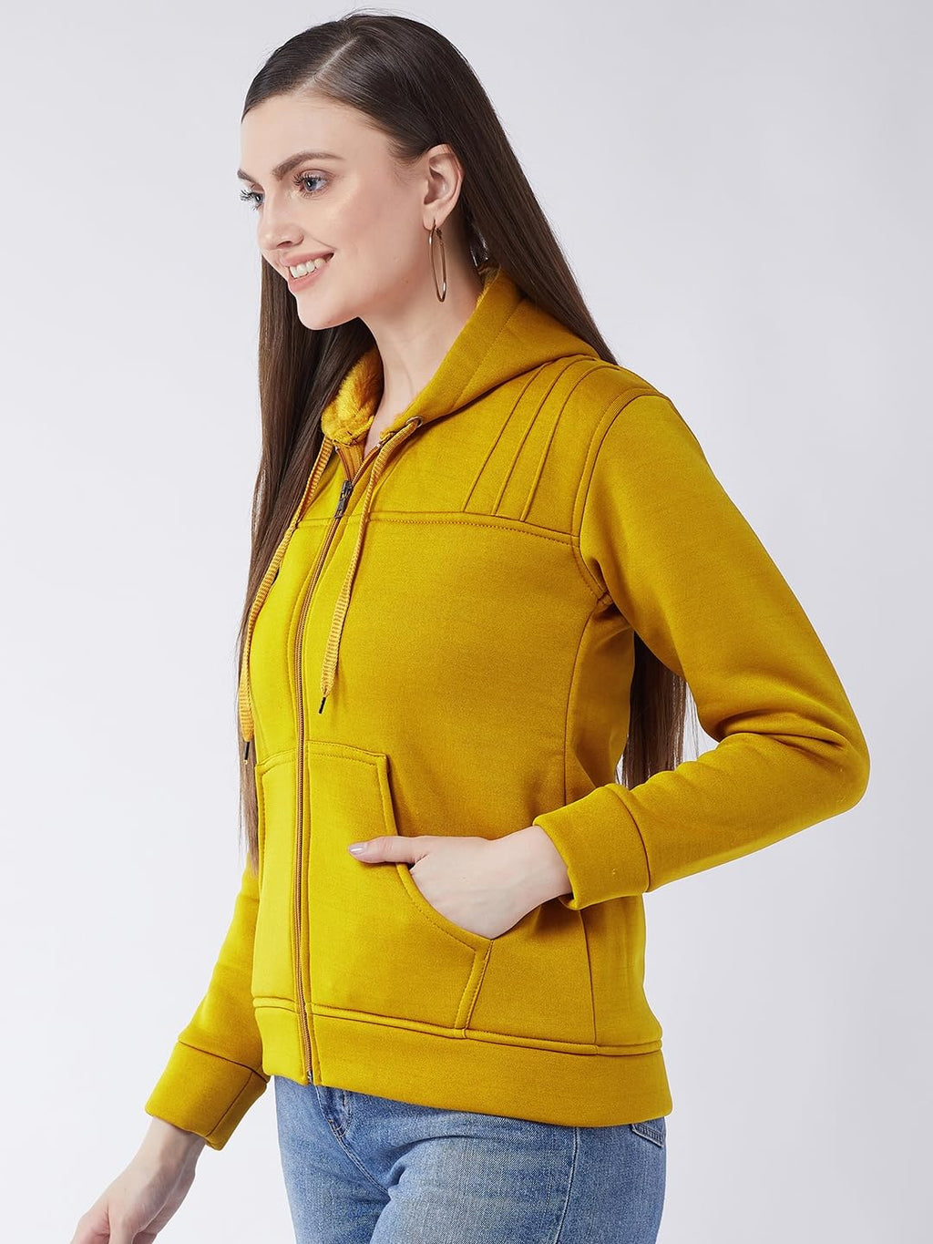 PIVL Women Solid Hooded Jacket For Winter