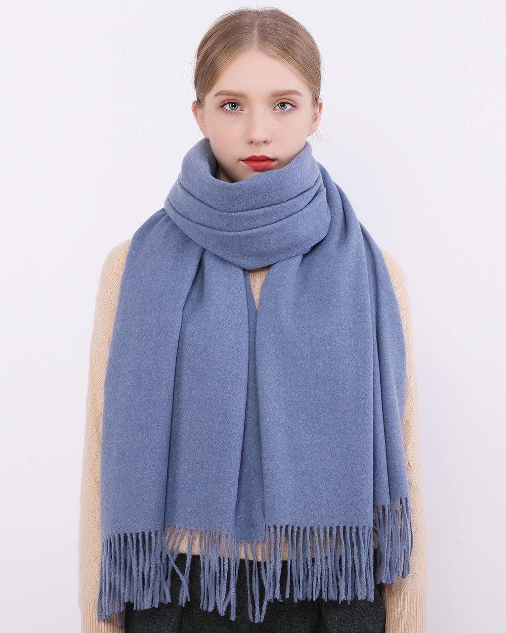 RIIQIICHY Winter Scarf for Women Blue Pashmina Shawls Wraps for Evening Dresses Large Warm Soft Scarves