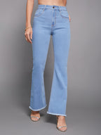Miss Chase WomenS Wide Leg High Regular Stretchable Denim Pant (Mcss24Den13-06-187-30, Green, 30)