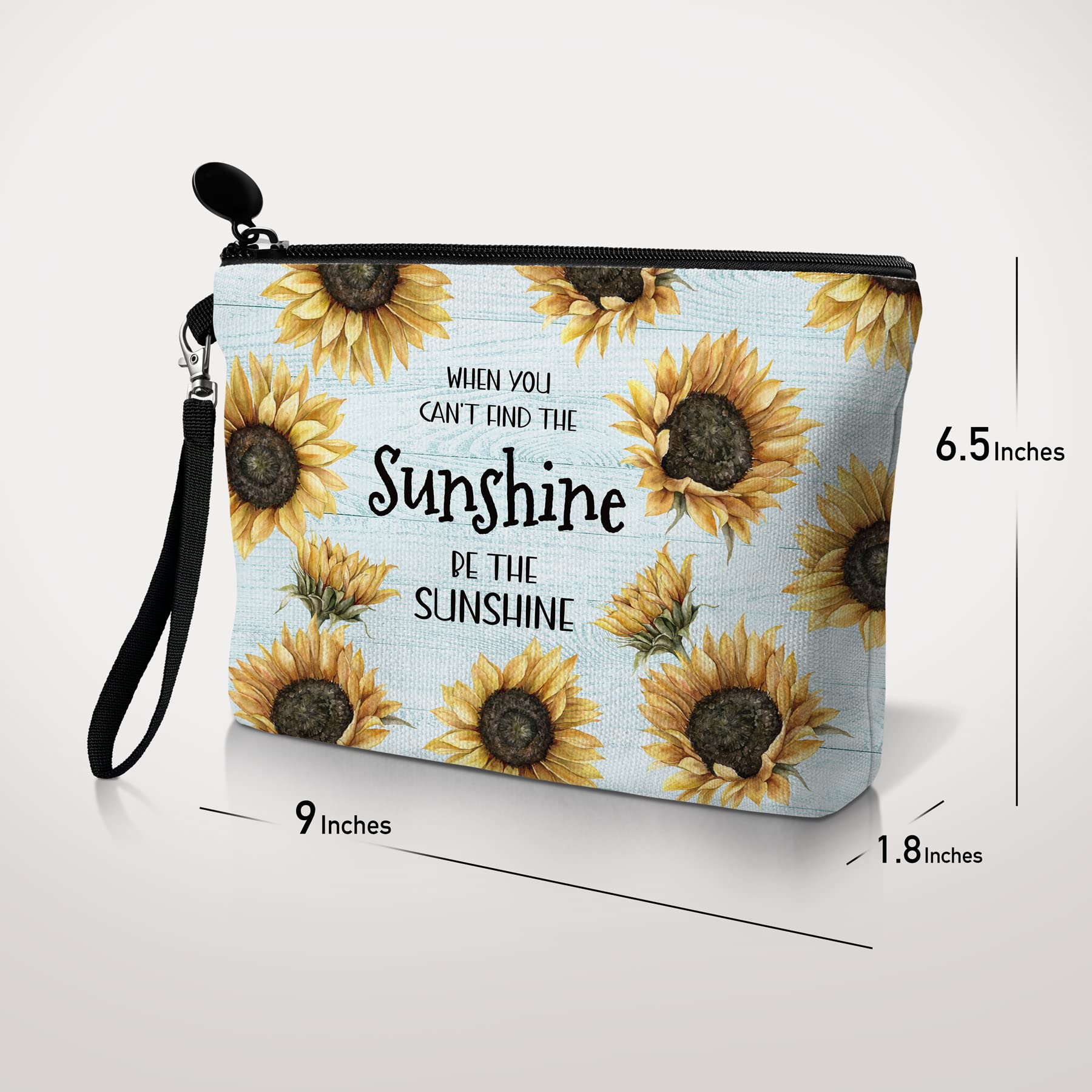 Hglian Sunflower Makeup Bag,Be The Sunshine Travel Travel Cosmetic Bag Zipper Pouch,Inspirational Birthday Gifts for Female Frie
